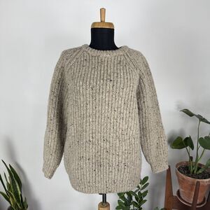 Vintage 80s/90s Irish Wool Aran Chunky Knit Crewneck Sweater, Connemara Ireland